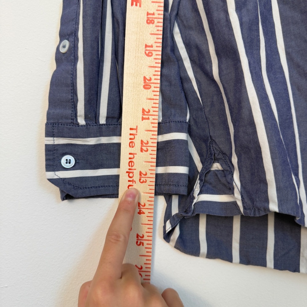 Weekend Max Mara Libano Shirt Blue White Stripe Oversized Cotton Button Down - Picture 7 of 9